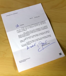 Lettre du Président MACRON à Michel HUNAULT pour son livre